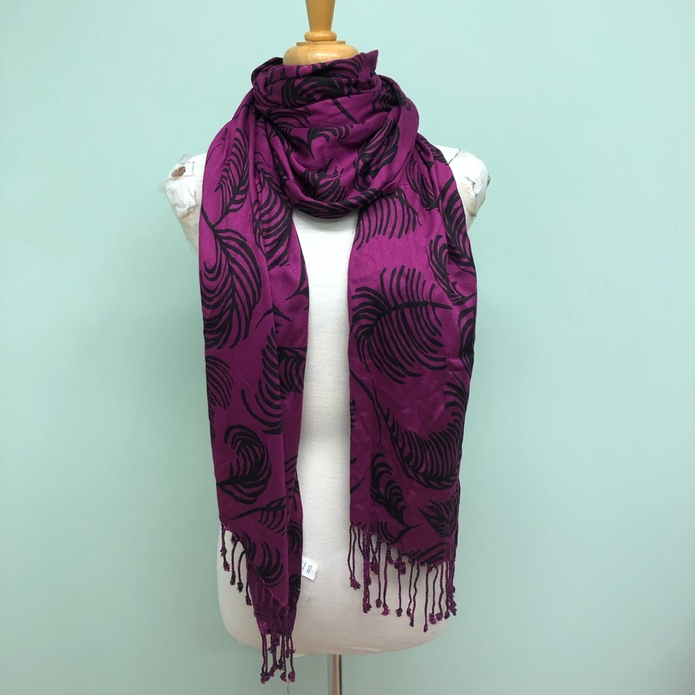 Spanner Women's Fashion Scarf | Palm Leaf Design | Purple